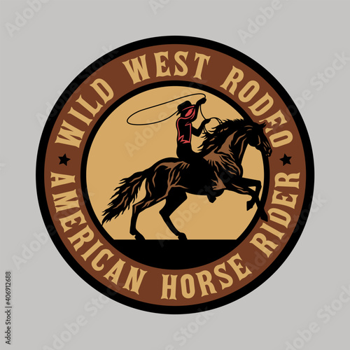 Rodeo cowboy horse western badge
