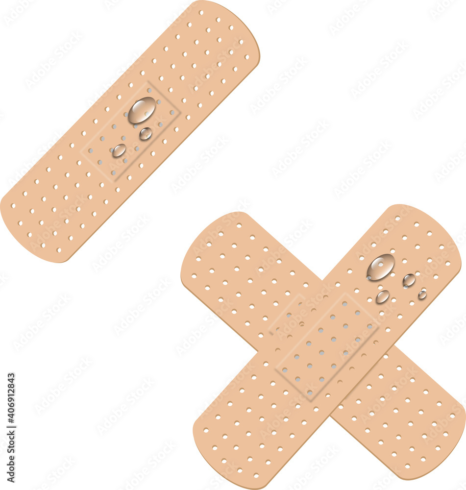 Vector image of a medical plaster with the waterdrops. Waterproof bandage. Vector image of a medical plaster with the waterdrops. Waterproof bandage.