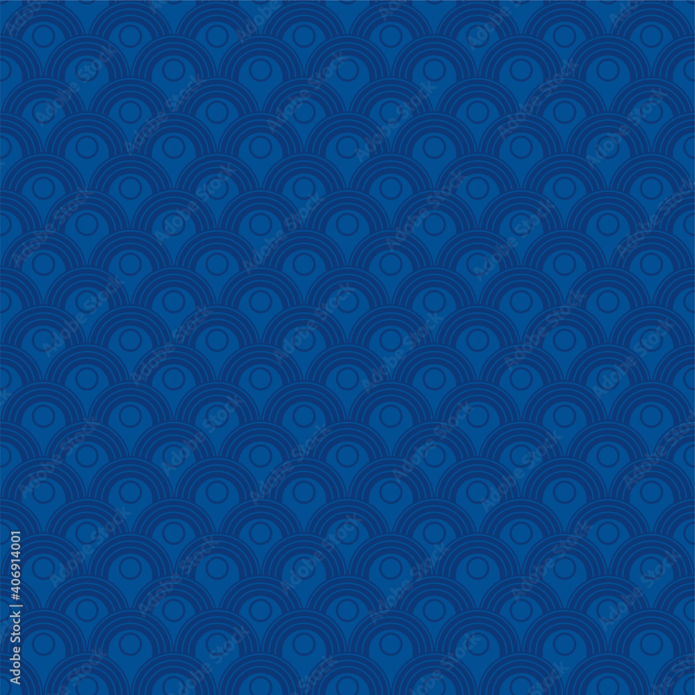 Traditional deep blue chinese vector seamless pattern Scales