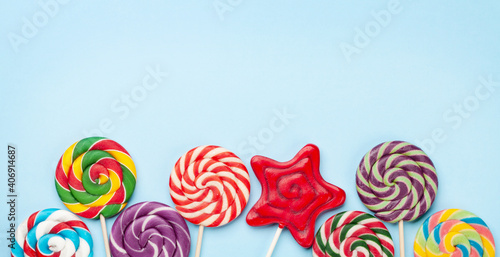 Various sweets assortment. Candy lollipops
