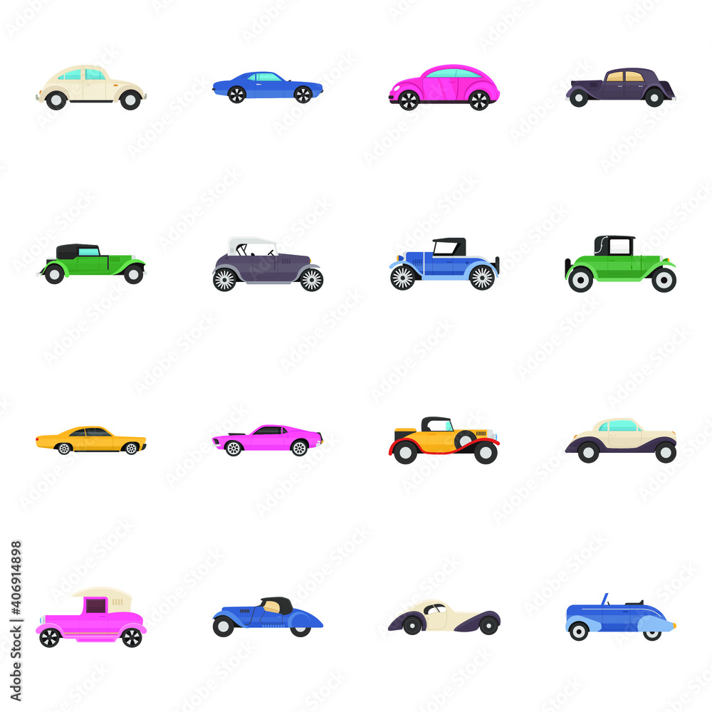 
Retro Cars Flat Icons Pack 
