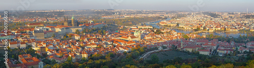 Prague - The panorama of the Town from Petrin in the sunset light.