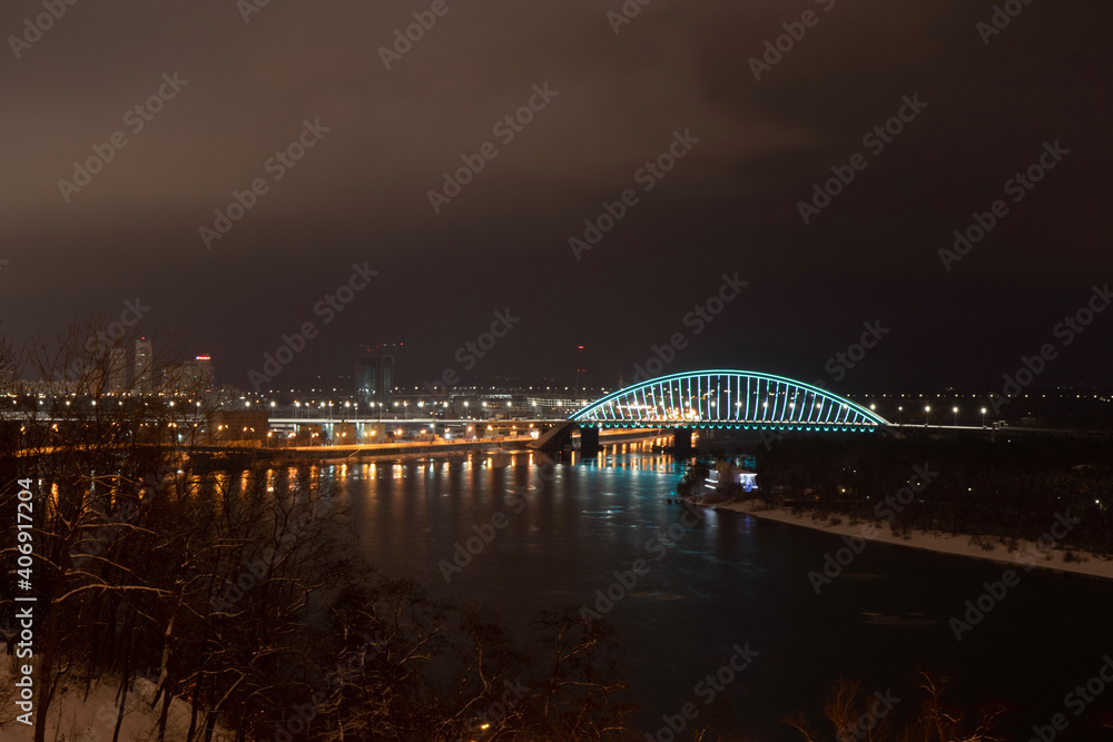 Night city harbour bridge