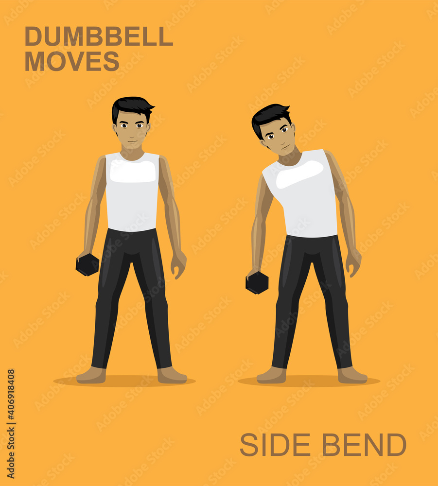 Side Bend Dumbbell Moves Manga Gym Set Illustration