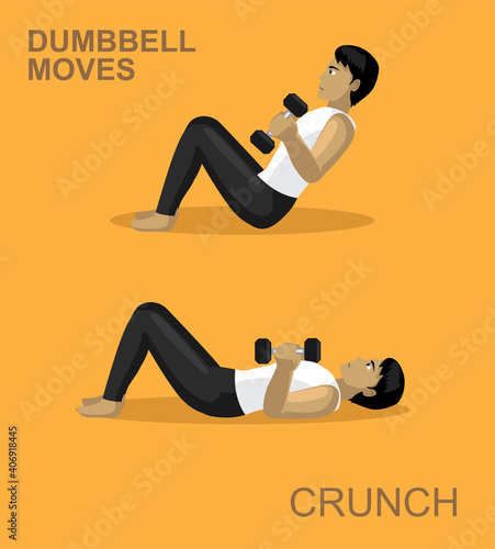 Crunch Dumbbell Moves Manga Gym Set Illustration