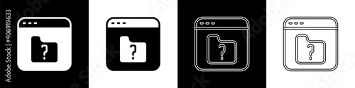 Set File missing icon isolated on black and white background. Vector.