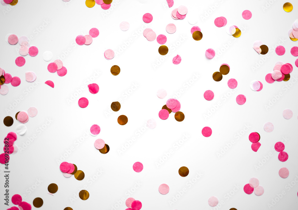 multicolored confetti on white background great background for design