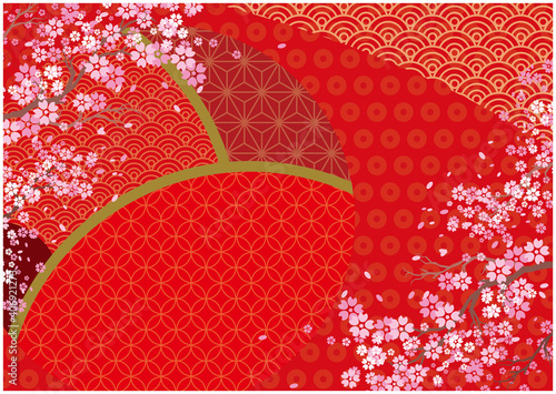 和風　桜の花びら　背景