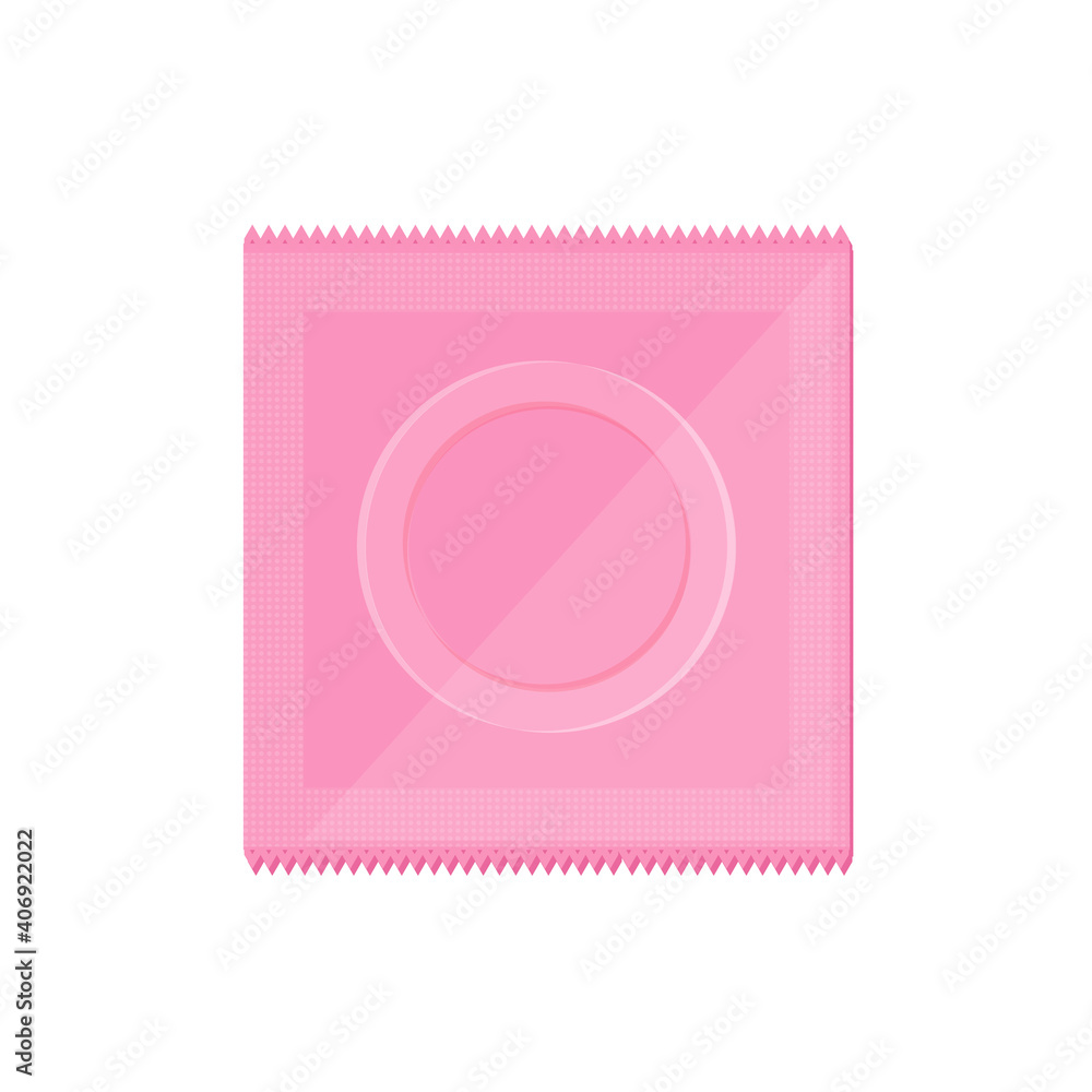 Pink condom package isolated on white background vector illustration