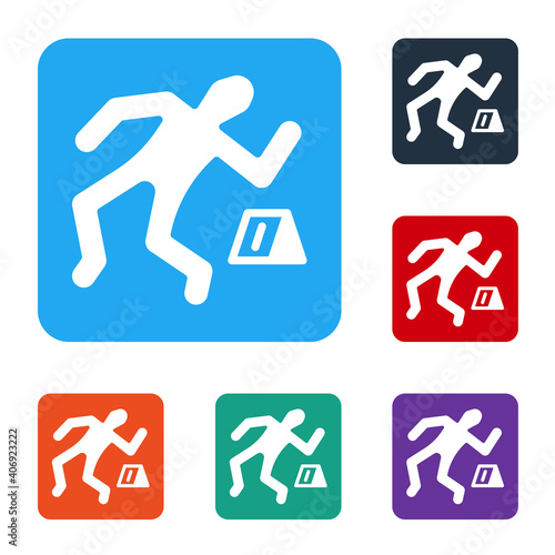 White Crime scene icon isolated on white background. Set icons in color square buttons. Vector.
