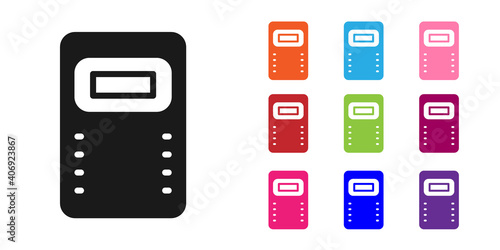 Black Police assault shield icon isolated on white background. Set icons colorful. Vector.