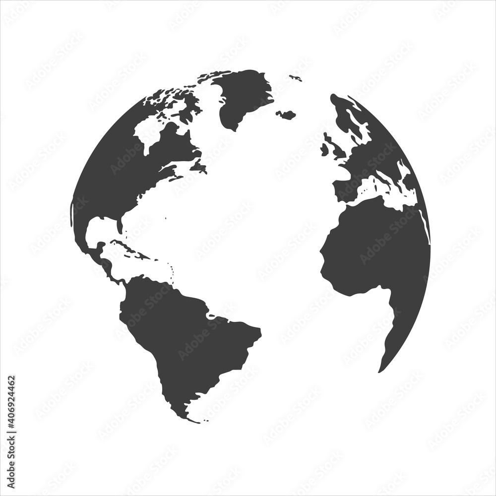 Vector world globe icon on white isolate