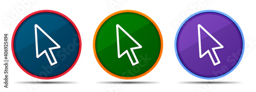 Cursor icon silky smart flat round buton set illustration