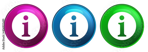 Info icon magic glass design round button set illustration