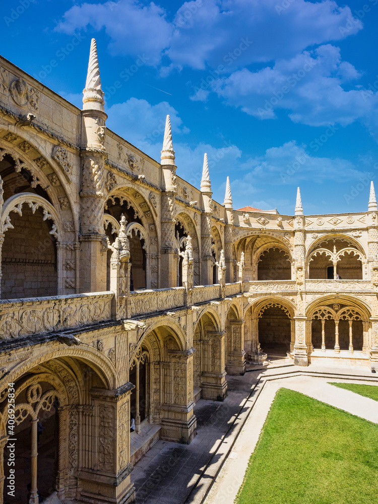 The Hieronymites Monastery, Mosteiro dos Jeronimos is located in Lisbon Portugal