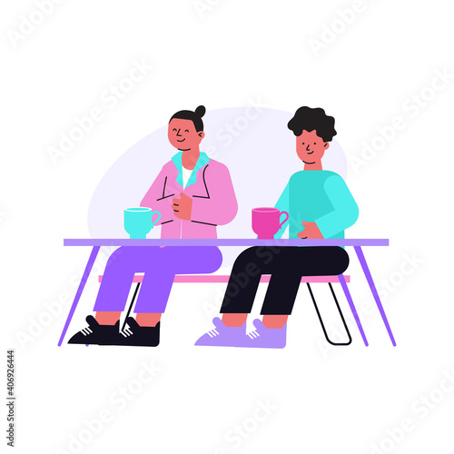Students Flat Illustration