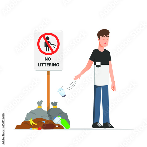 A man littering and not caring about the environment