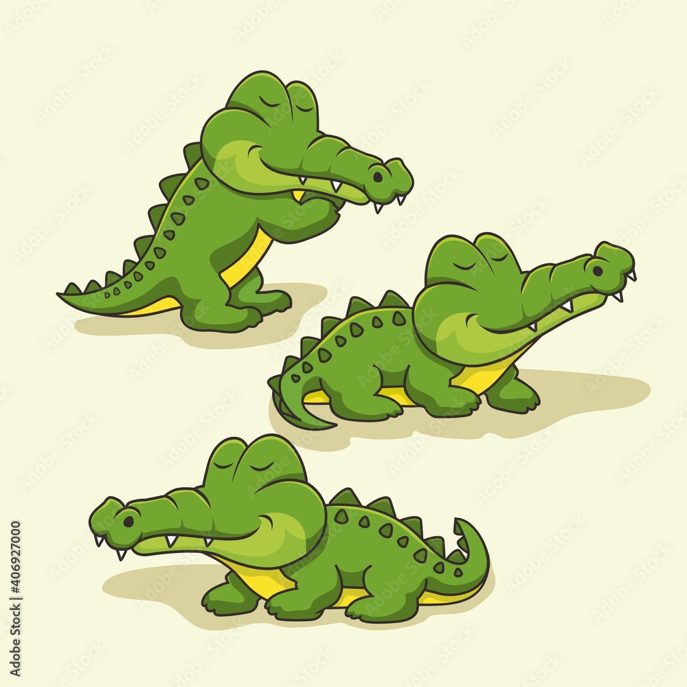 Fototapeta premium Alligator Cartoon Animals Set Collections