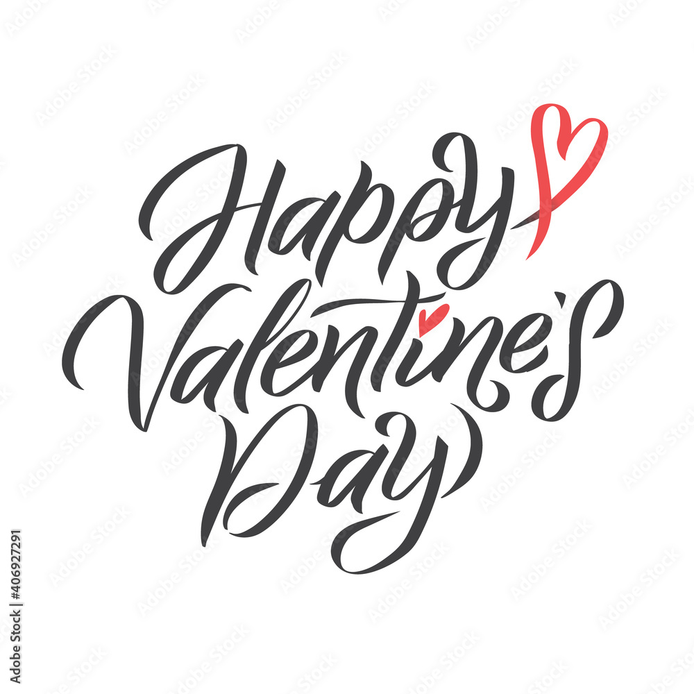 Happy Valentines Day. Handwritten romantic calligraphy poster decorated love ornate. Vector hand drawn vintage lettering element for 14 February design Happy Valentines Day. Handwritten romantic calligraphy poster decorated love ornate. Vector hand drawn vintage lettering element for 14 February design