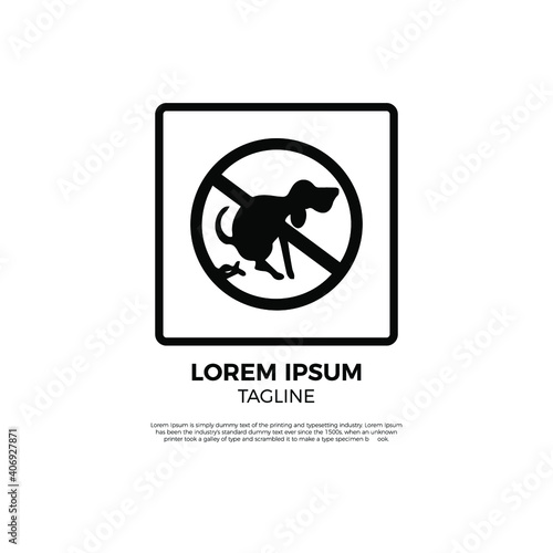 Dog and excrement, no dog pooping sign. Information circular sign for dog owners. Shitting is not allowed. Eps10 vector illustration.