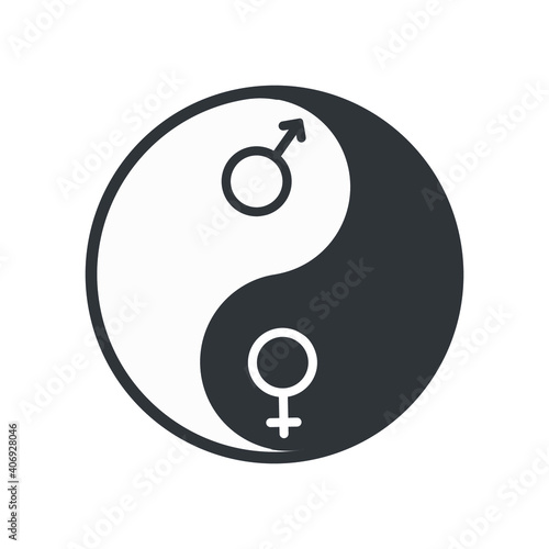Female and male symbols and Yin Yang. Eps10 vector illustration.