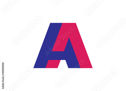 Letter A logo or Letters AA logo in a modern geometric design. Interwoven characters in individual colours