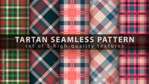 Set classic tartan seamless pattern.