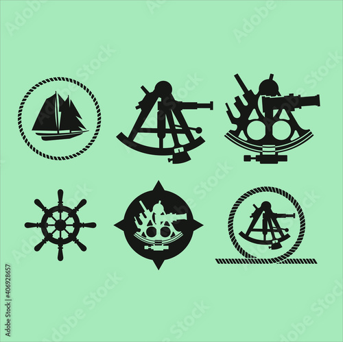 nautical icons set, sextant icon.