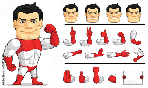 Customizable Mascot Super Hero Strong Vigilante