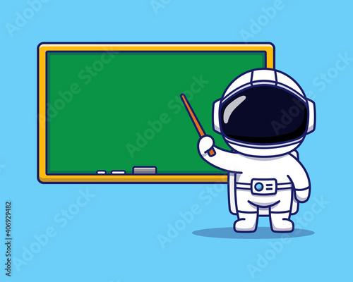 Cute astronaut works as a teacher