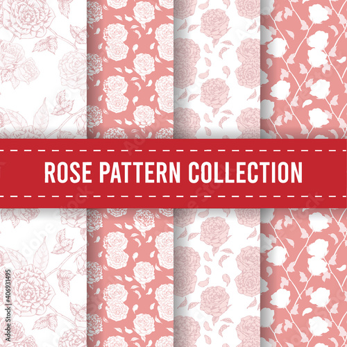 Seamless Pattern Background Hand Drawn Flower Rose