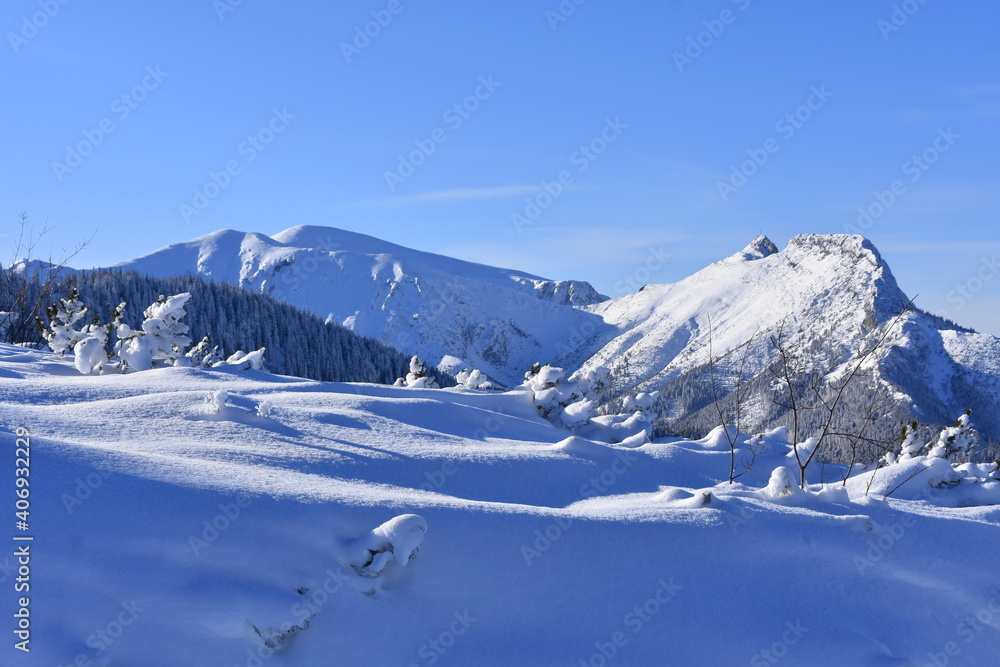 Obraz premium Polish mountains Tatry winter snow in the mountain