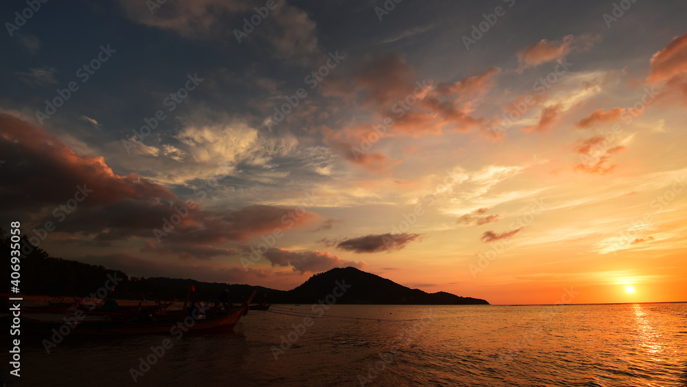 Beautiful landscape sunset above the sea