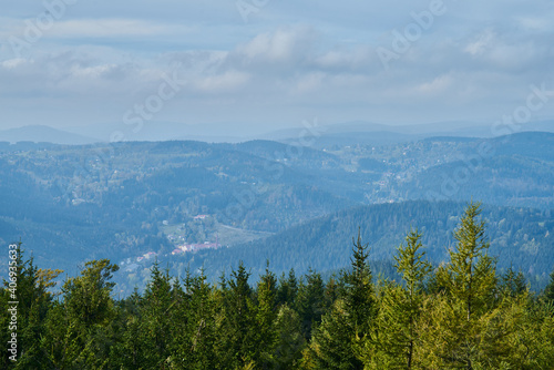 Panorama of Krkonose mountains and Harrachov