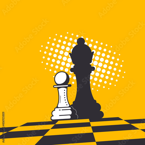Chess Pawn Droping Shadow of a Queen