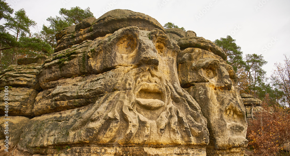Stone carvings near Zelizy in Central Bohemia, called Devils heads