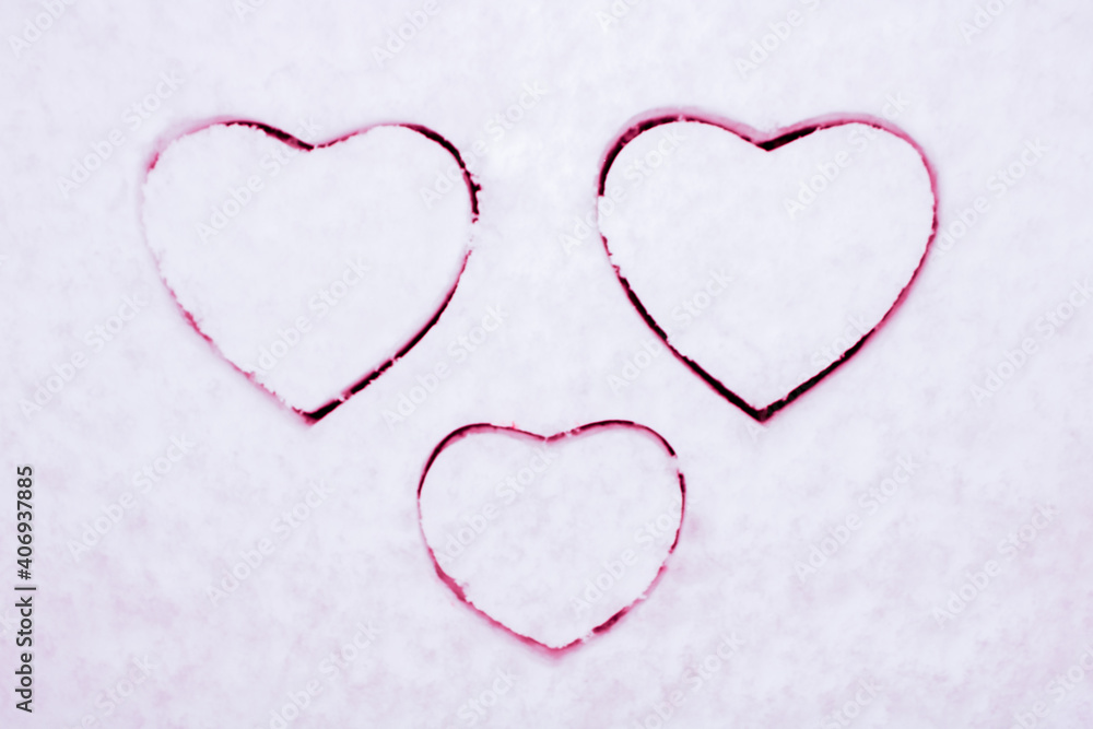 Valentine's day, heart box on the snow shape, heart gift box shape Valentine's Day and snow together!