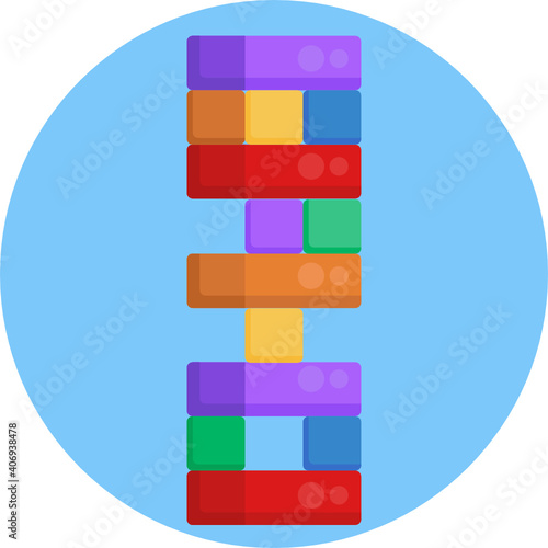 Jenga icon vector illustration. Set of tower game. Wooden stack block toy