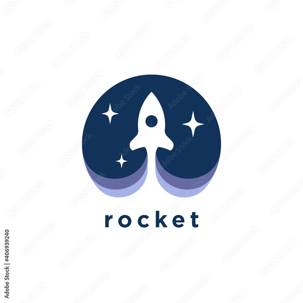 Rocket launch logo. Spaceship icon. Spacecraft symbol. Internet tech ...