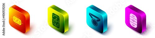 Set Isometric Hockey table, Planning strategy, Medal and Ice hockey rink icon. Vector.