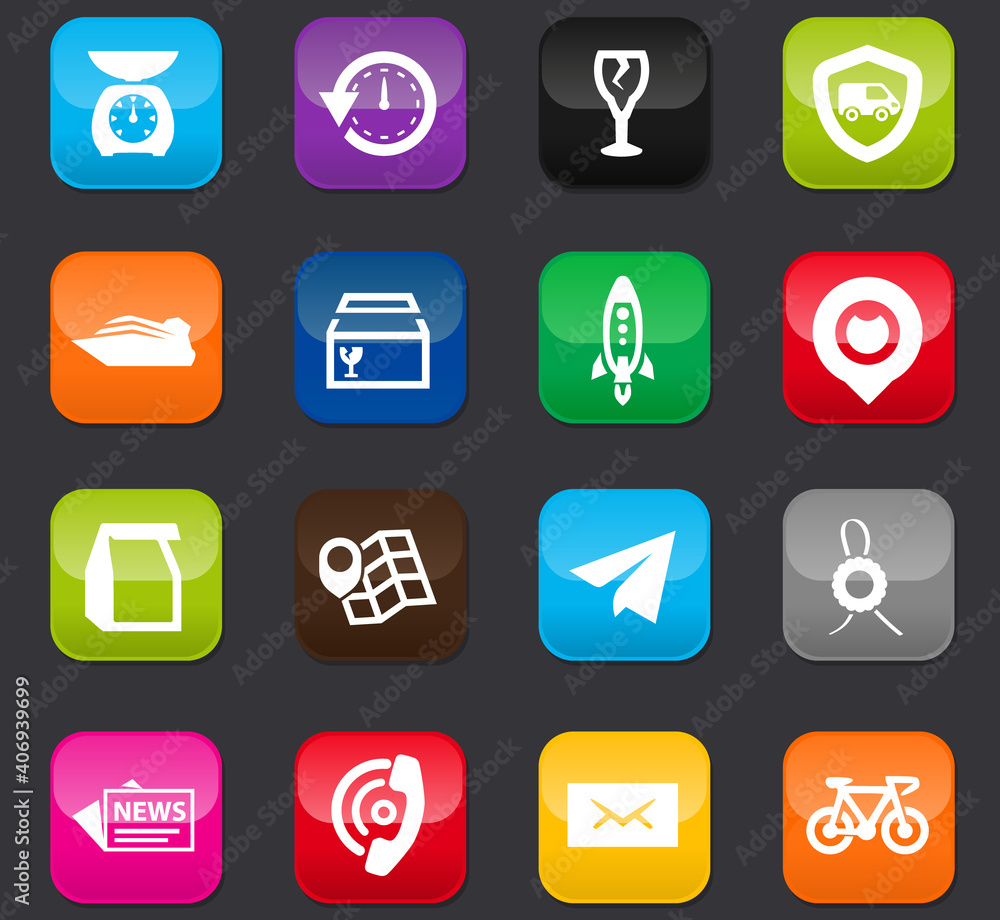 Post service icons set Post service icons set