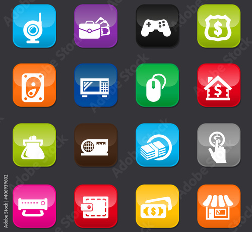 Pawn shop icons set