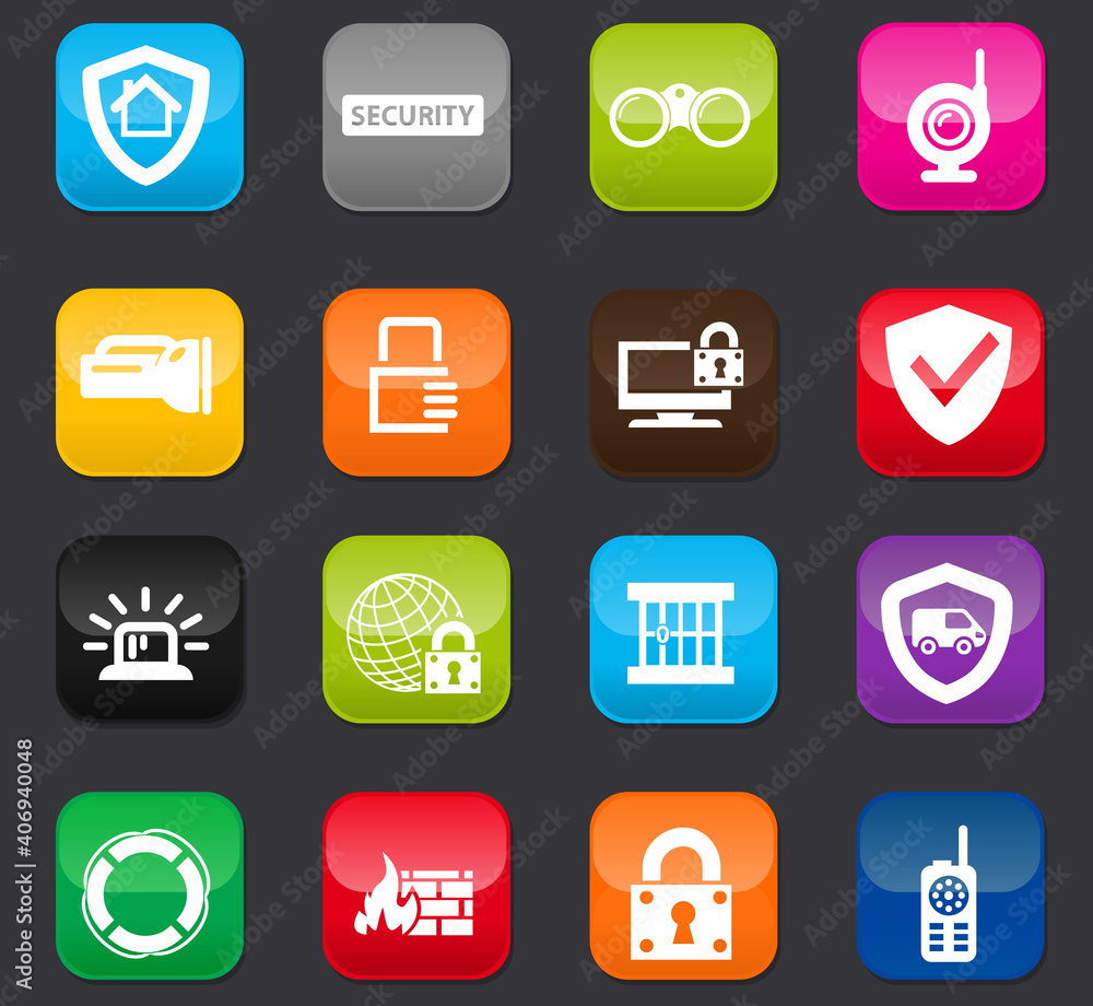 Security and protection icons set Security and protection icons set