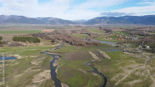 Amazing Aerial view of  Zhrebchevo Reservoir, Sliven Region, Bulgaria photo