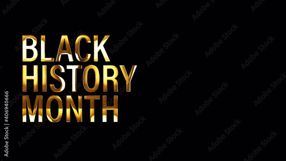 Black History Month golden text with light effect. 4K 3D rendering isolated transparent with alpha channel Quicktime prores 4444. Seamless loop element for for Black History Mont title intro overlay. Black History Month golden text with light effect. 4K 3D rendering isolated transparent with alpha channel Quicktime prores 4444. Seamless loop element for for Black History Mont title intro overlay.