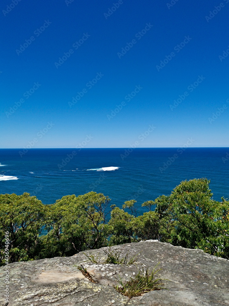 Beautiful view of a deep blue sea from a mountain lookout, Bullimah Lookout, Bouddi National Park, National Park, New South Wales, Australia
