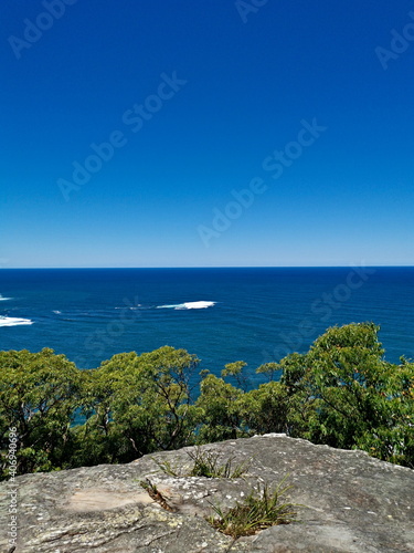 Beautiful view of a deep blue sea from a mountain lookout, Bullimah Lookout, Bouddi National Park, National Park, New South Wales, Australia 