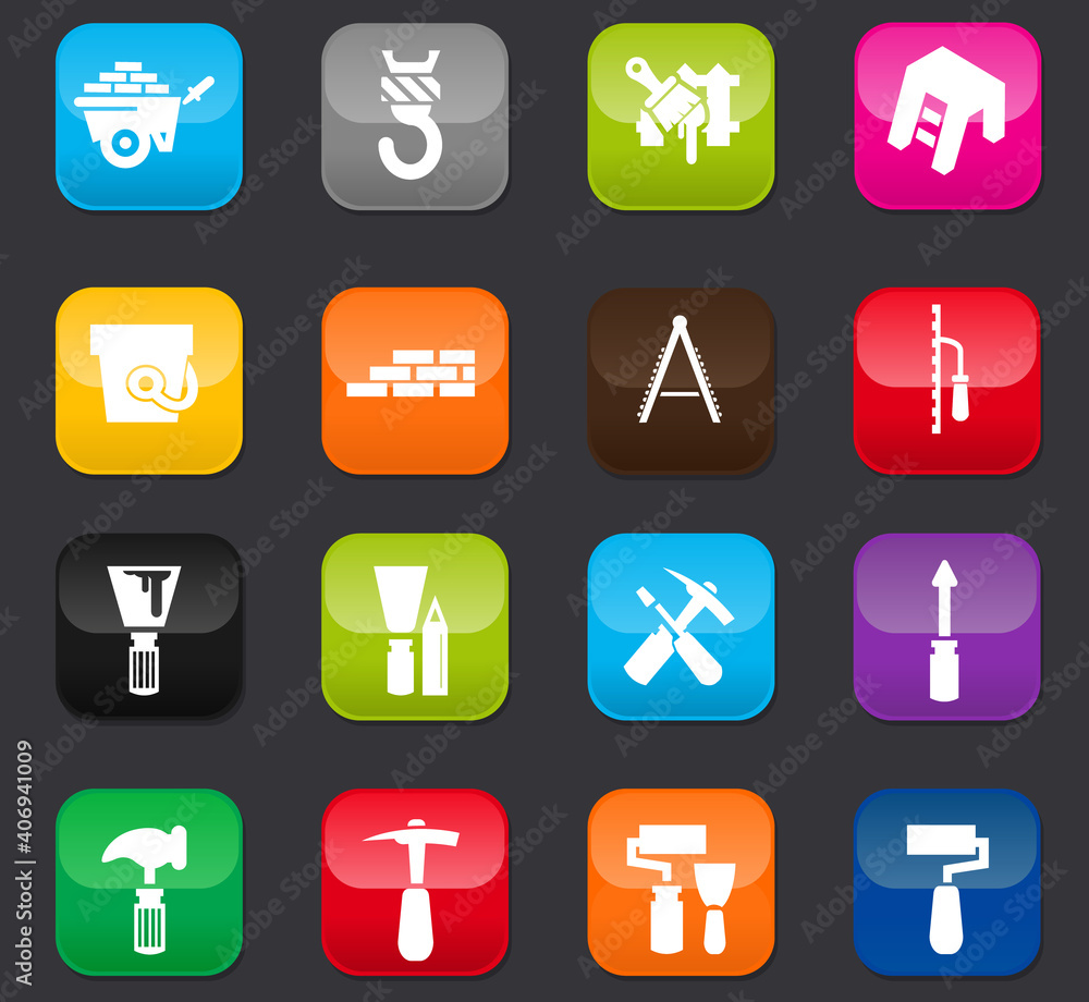 Work tools icons set Work tools icons set
