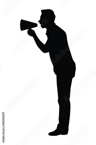 Shouting man silhouette vector on white background