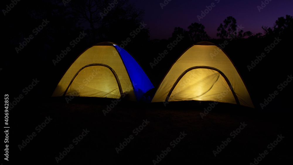 night sky and tent